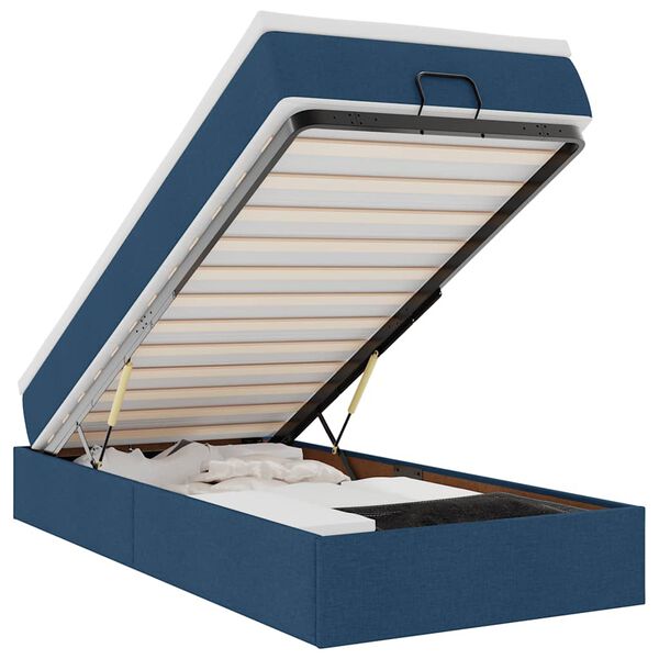 vidaXL Struttura Letto Pouf con Materasso Blu 80x200 cm in Tessuto