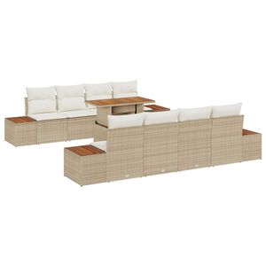 vidaXL Set Divano da Giardino 9 pcs Beige Poly Rattan