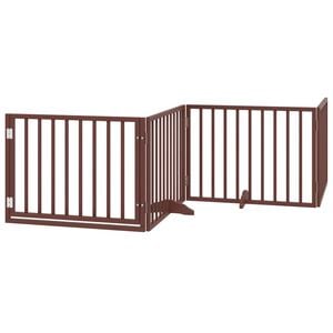 vidaXL Cancelletto per cani con porta pieghevole 4 pannelli marrone 320 cm in legno di pioppo