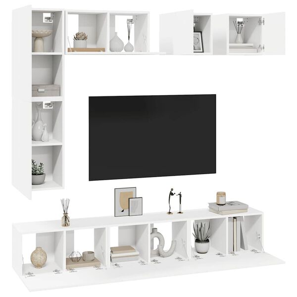 vidaXL Set Mobili Porta TV 8 pz Bianco in Legno Multistrato