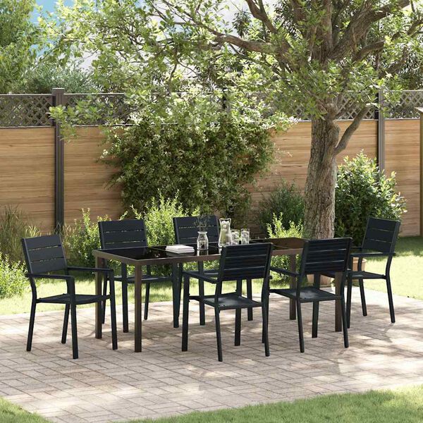 vidaXL Set da Pranzo per Giardino 7 pcs Nero