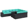vidaXL Set Divani da Giardino 11 pz con Cuscini Polyrattan Acacia Nero