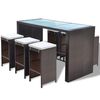 vidaXL Set da Bar da Giardino 7 pz con Cuscini in Polyrattan Marrone