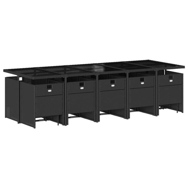 vidaXL Set da Pranzo da Giardino 15 pz con Cuscini Nero in Polyrattan