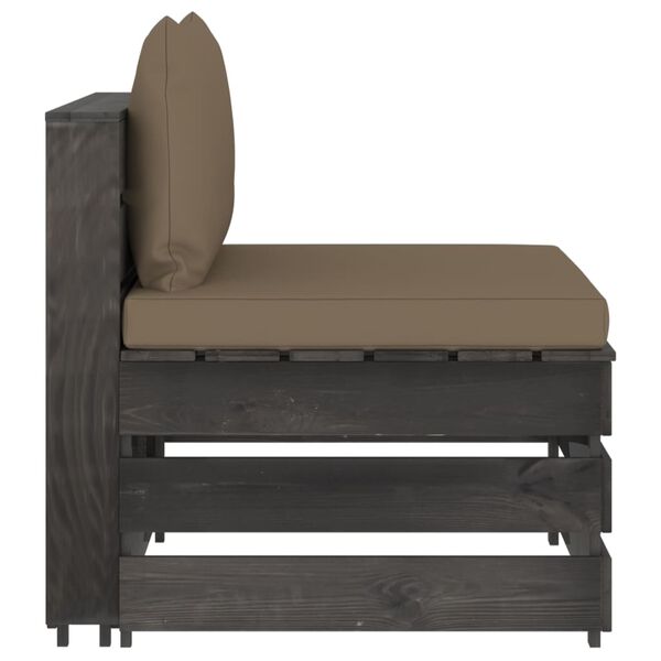 vidaXL Divano da Giardino 3 Posti con Cuscini Legno Impregnato Grigio