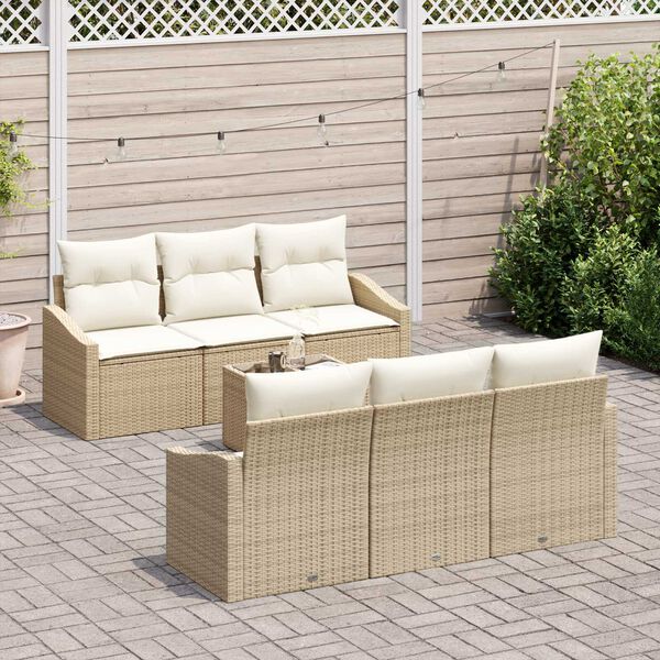 vidaXL Set di divani con cuscino 7 pcs Beige e Crema polyrattan