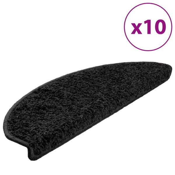 vidaXL Tappetini per scale 10 pz 65x21x4 cm Nero Semicircolari Grandi