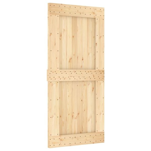 vidaXL Porta Scorrevole con Set Hardware 95x210 cm Legno Massello Pino
