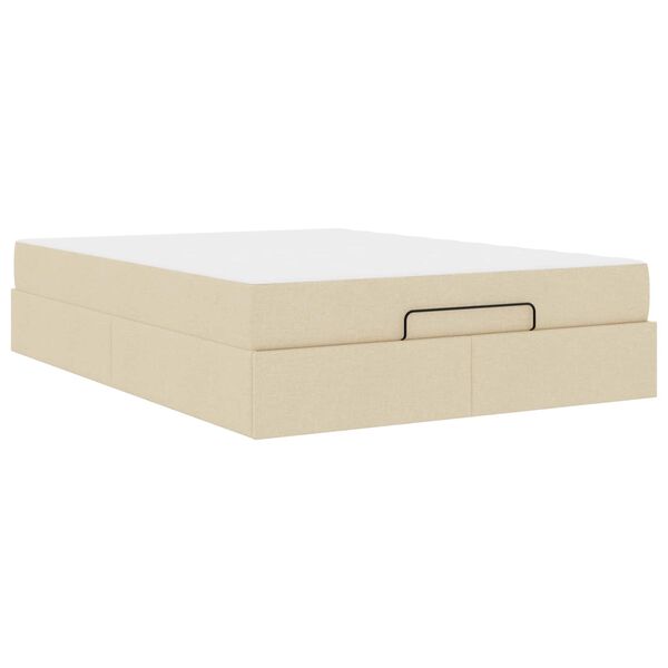 vidaXL Struttura letto con materasso con materasso 2 pcs Crema Tessuto