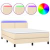 vidaXL Letto a Molle con Materasso e LED Crema 140x200 cm in Tessuto