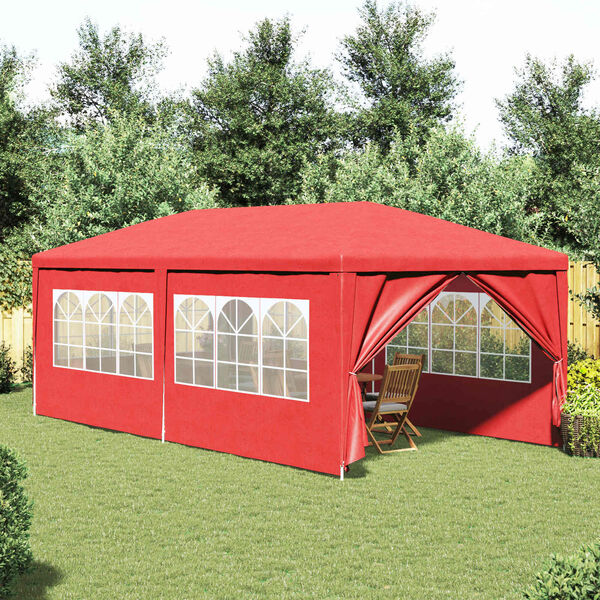 vidaXL Tenda da festa con pareti Rosso 600 x 300 x 255 cm PE e Acciaio