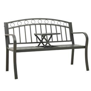 vidaXL Panca da Giardino con Tavolino Grigio 120 cm Acciaio