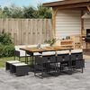 vidaXL Set da Pranzo da Giardino 11 pz con Cuscini in Polyrattan Nero