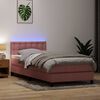 vidaXL Letto a Molle con Materasso e LED Rosa 90x220 cm Velluto