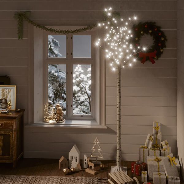 vidaXL Albero Natale 200 LED 2,2m Salice Bianco Freddo Interno Esterno