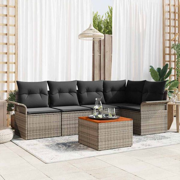 vidaXL Set Divano da Giardino 6 pcs Grigio polyrattan