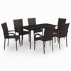 vidaXL Set da Pranzo da Giardino 7 pz Marrone e Nero