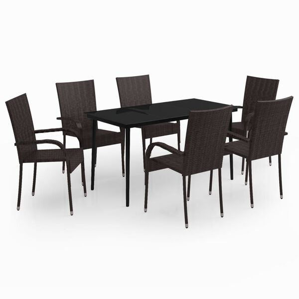 vidaXL Set da Pranzo da Giardino 7 pz Marrone e Nero