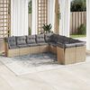 vidaXL Set Divano da Giardino 10 pz con Cuscini Beige in Polyrattan