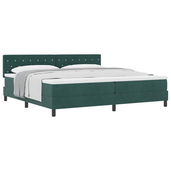 vidaXL Letto a molle con materasso Verde Scuro 200 x 200 cm Velluto