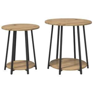 vidaXL Set tavolini con lo scaffale 2 pcs Rovere Artigianale e Nero