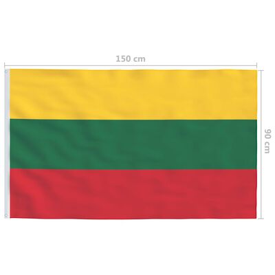 vidaXL Bandiera della Lituania con Pennone in Alluminio 4 m
