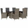 vidaXL Set da Pranzo da Giardino 7 pz con Cuscini in Polyrattan Grigio