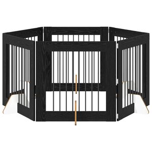 vidaXL Cancello per cani con supporti 6 pcs Rovere Nero 80 x 80 cm