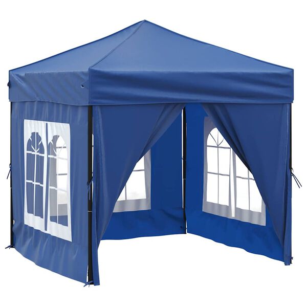 vidaXL Tenda per Feste Pieghevole con Pareti Laterali Blu 2x2 m