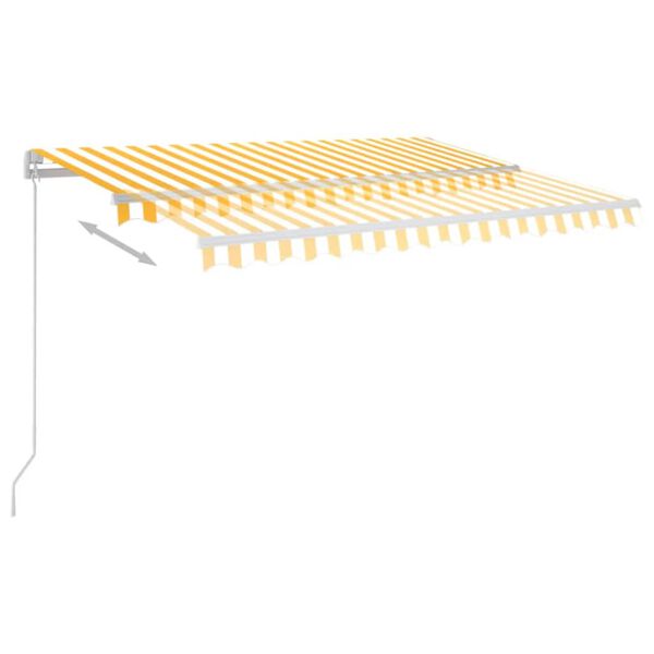 vidaXL Tenda da Sole Retrattile Manuale LED 350x250 cm Gialla e Bianca