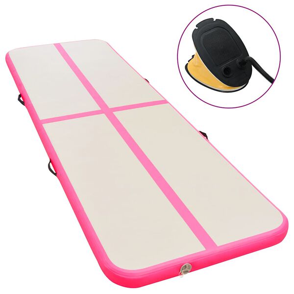 vidaXL Tappetino Ginnastica Gonfiabile con Pompa 300x100x10cm PVC Rosa