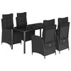 vidaXL Set da Pranzo da Giardino 5 pz Nero con Cuscini in Polyrattan