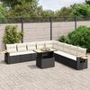 vidaXL Set Divani da Giardino 11 pz con Cuscini in Polyrattan Nero