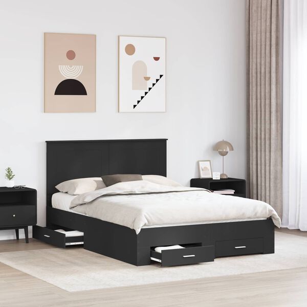 vidaXL Struttura del letto Nero 140 x 190 cm Legno multistrato