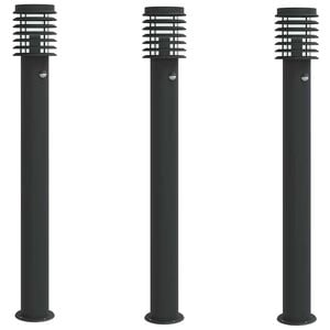 vidaXL Lampade da Terra per Esterni Sensore Nere 3 pz 110 cm Acciaio