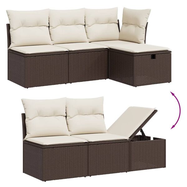 vidaXL Set Divani da Giardino 7 pz con Cuscini Marrone in Polyrattan