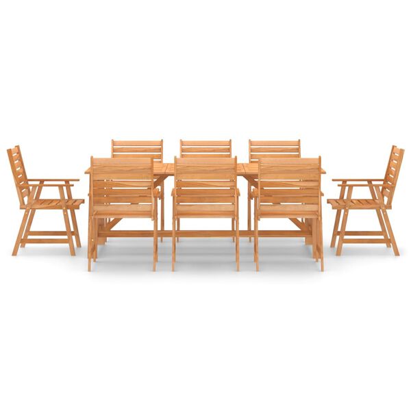 vidaXL Set Pranzo da Giardino 9 pz in Legno Massello di Acacia