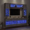 vidaXL Set Mobili TV a Muro 6 pz con Luci LED Grigio Sonoma