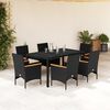 vidaXL Set Pranzo da Giardino 7 pz Nero con Cuscini Polyrattan Acacia