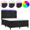 vidaXL Letto a Molle con Materasso e LED Nero 140x200 cm in Velluto