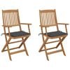vidaXL Sedie da Giardino Pieghevoli 2 pz con Cuscini Massello Acacia
