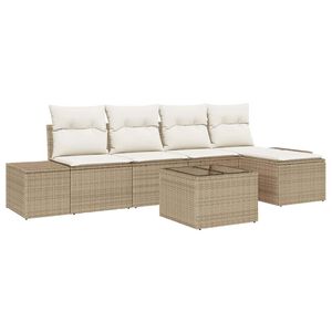 vidaXL Set Divano da Giardino 5 pcs Beige e Crema polyrattan