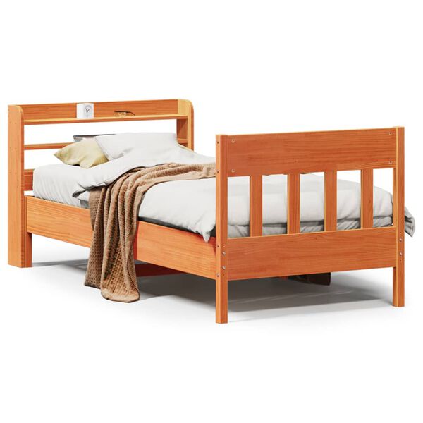vidaXL Letto senza Materasso Marrone Cera 90x200 cm Legno di Pino