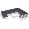 vidaXL Set Divani da Giardino 11 pz con Cuscini Legno di Pino Bianco