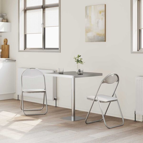 vidaXL Sedia pieghevole 2 pcs Bianco e Grigio 48 x 43,5 x 81 cm