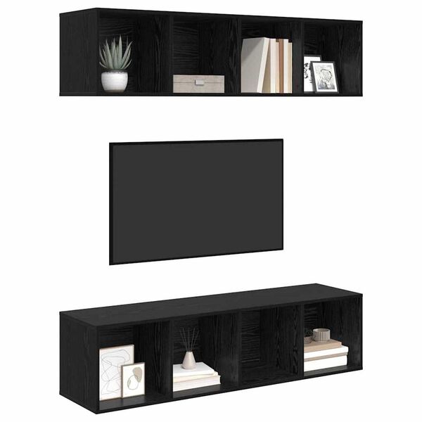 vidaXL Set mobile TV 2 pcs Rovere Nero 37 x 37 x 142,5 cm