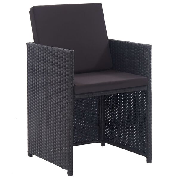 vidaXL Set da Pranzo da Giardino 15 pz con Cuscini in Polyrattan Nero