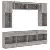 vidaXL Set Mobili TV a Muro 6 pz con Luci LED Grigio Sonoma