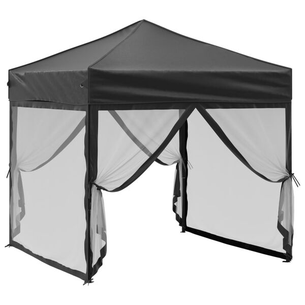 vidaXL Tenda per Feste Pieghevole con Pareti Laterali Nero 2x2 m