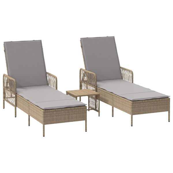 vidaXL Lettino prendisole 2 pcs Beige 35 x 35 x 32cm polyrattan